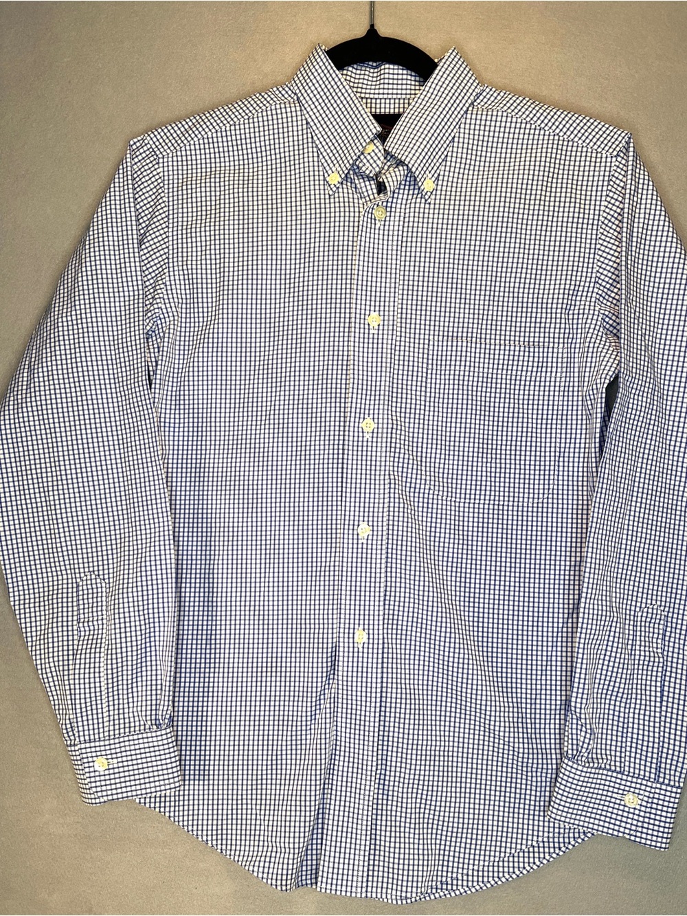 Brooks Brothers Non Iron Boys 14 Long Sleeve Button Shirt Blue White Checkered